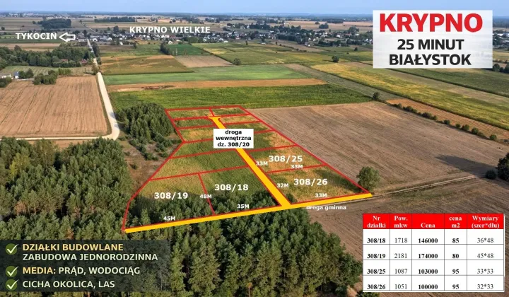 Działka budowlana Krypno Wielkie