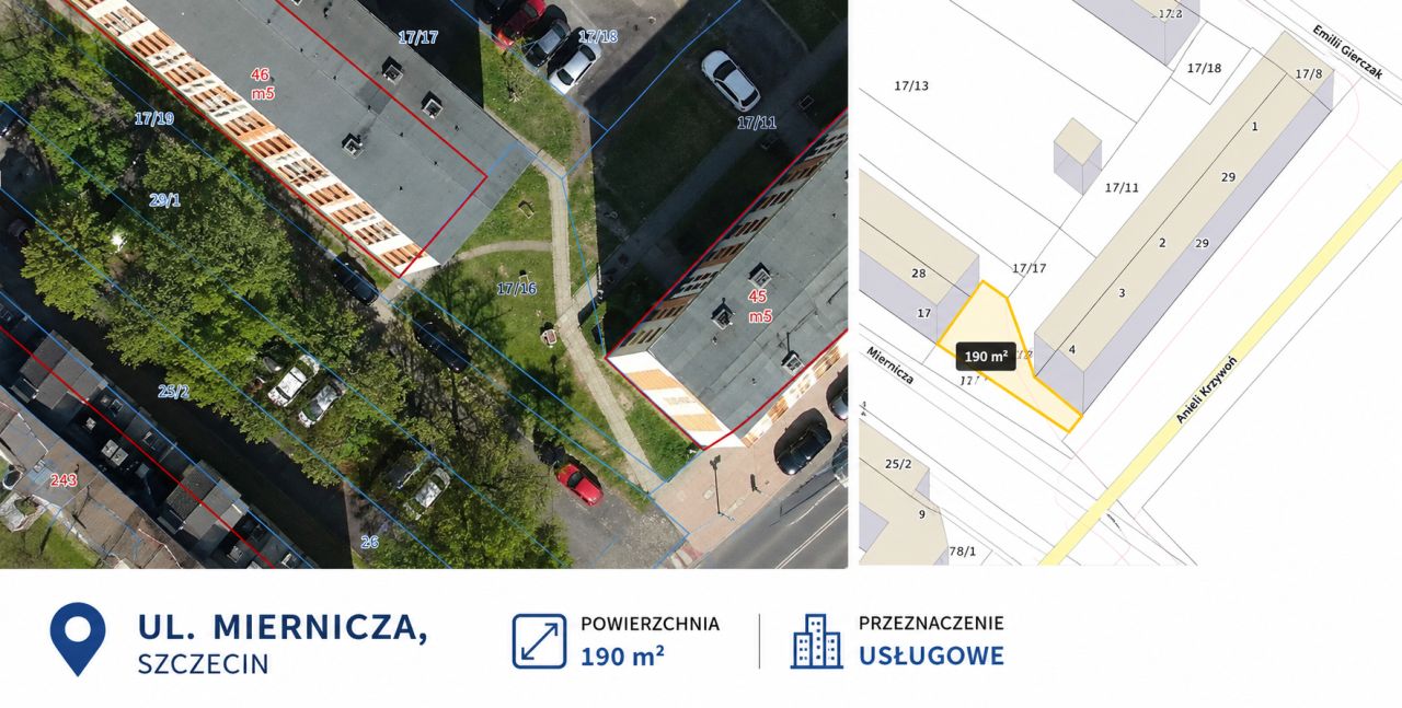 Działka inwestycyjna Szczecin Dąbie, Miernicza / Anieli Krzywoń. Zdjęcie 2