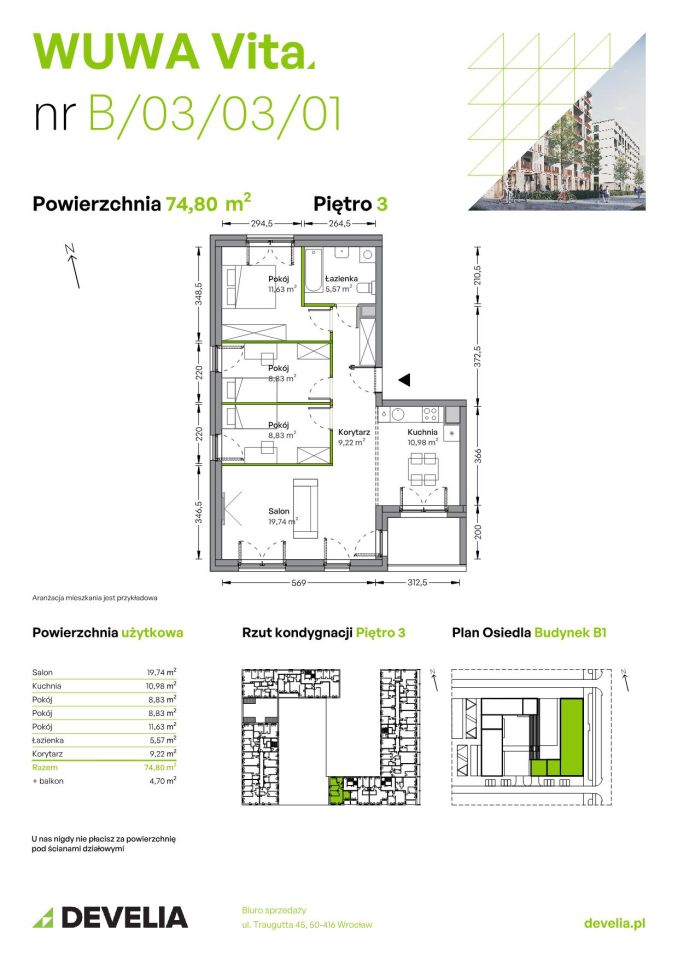 Mieszkanie 4-pokojowe Wrocław Żerniki, ul. Tadeusza Brzozy. Zdjęcie 6