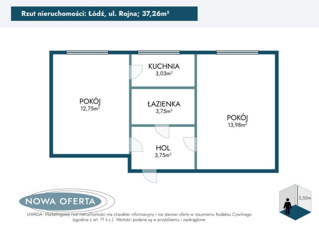 Mieszkanie 2-pokojowe Łódź Bałuty, ul. Rojna. Zdjęcie 11