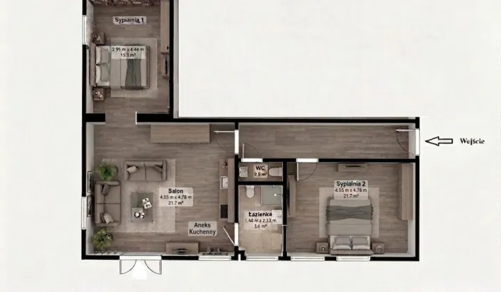 Mieszkanie 3-pokojowe Łódź Stoki, ul. Zbocze