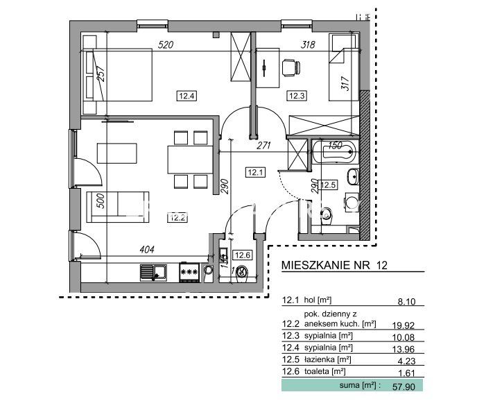 Mieszkanie 3-pokojowe Zawada. Zdjęcie 12