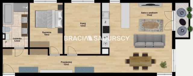 Mieszkanie 3-pokojowe Kraków Prądnik Biały, Andrzeja Zuchy. Zdjęcie 19