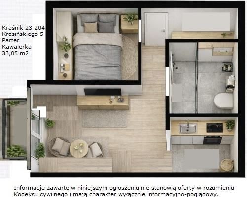 Mieszkanie 1-pokojowe Kraśnik Kraśnik Fabryczny, ul. Zygmunta Krasińskiego. Zdjęcie 2