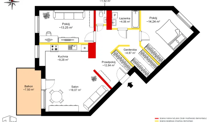 Mieszkanie 3-pokojowe Warszawa Białołęka, ul. Aleksandra Kamińskiego