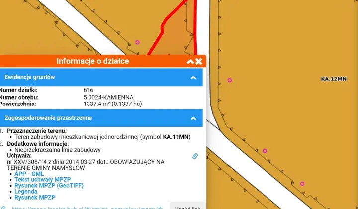 Działka budowlana Kamienna, ul. Główna