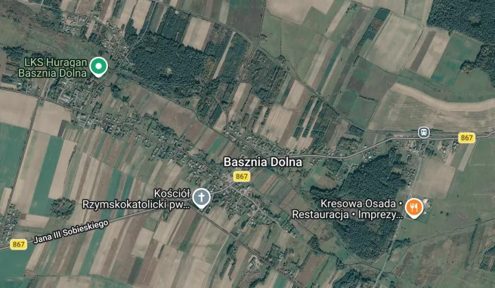 Działka leśna Basznia Dolna Piaski, ul. Leśna