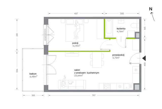 Mieszkanie 2-pokojowe Kraków Krowodrza, ul. Żabiniec. Zdjęcie 7