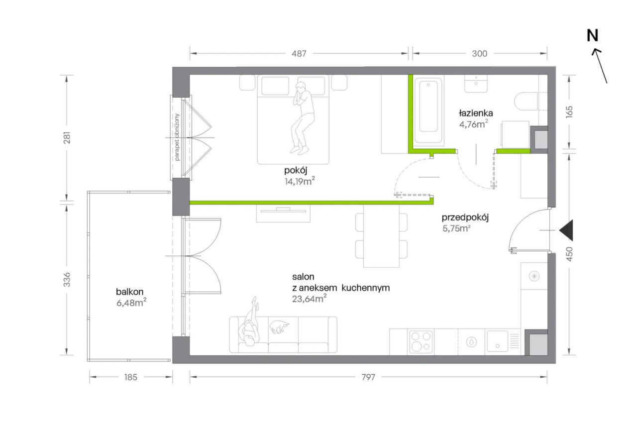 Mieszkanie 2-pokojowe Kraków Krowodrza, ul. Żabiniec. Zdjęcie 7