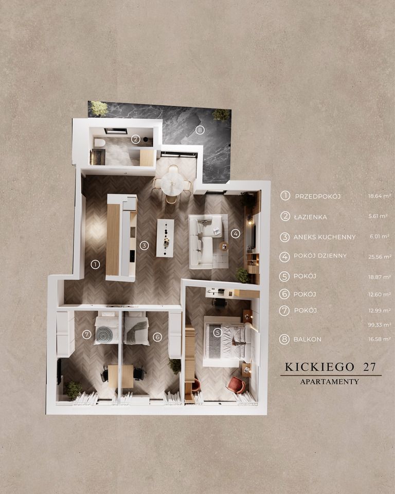 Mieszkanie 4-pokojowe Warszawa Praga-Południe, ul. Ludwika Kickiego. Zdjęcie 11