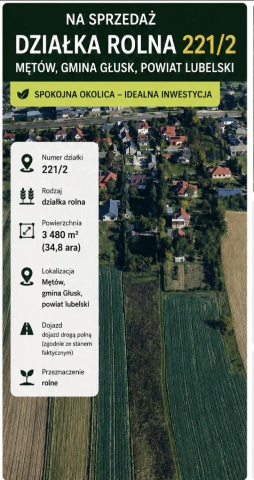 Działka rolna Mętów, Mętów. Zdjęcie 1