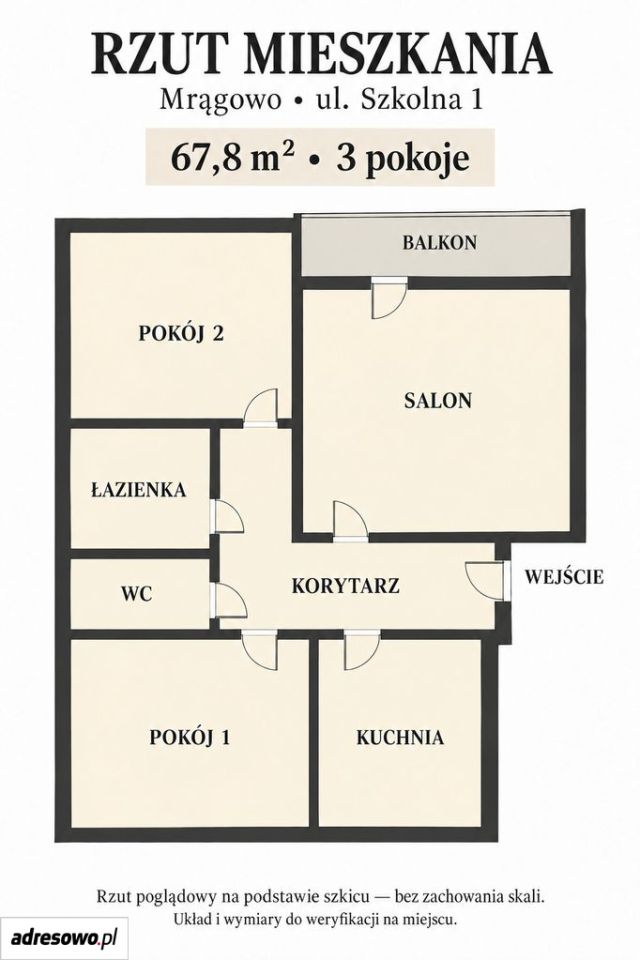 Mieszkanie 3-pokojowe Mrągowo, ul. Szkolna. Zdjęcie 21