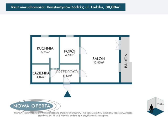 Mieszkanie 2-pokojowe Konstantynów Łódzki, ul. Łódzka. Zdjęcie 23