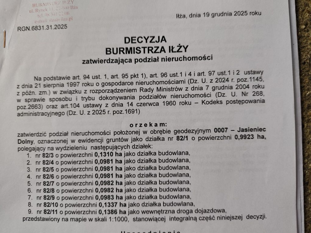 Działka budowlana Jasieniec Iłżecki Dolny. Zdjęcie 2