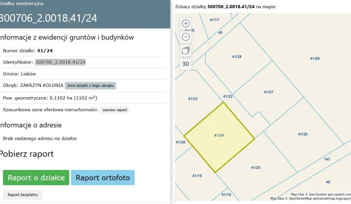 Działka budowlana Zakrzyn-Kolonia