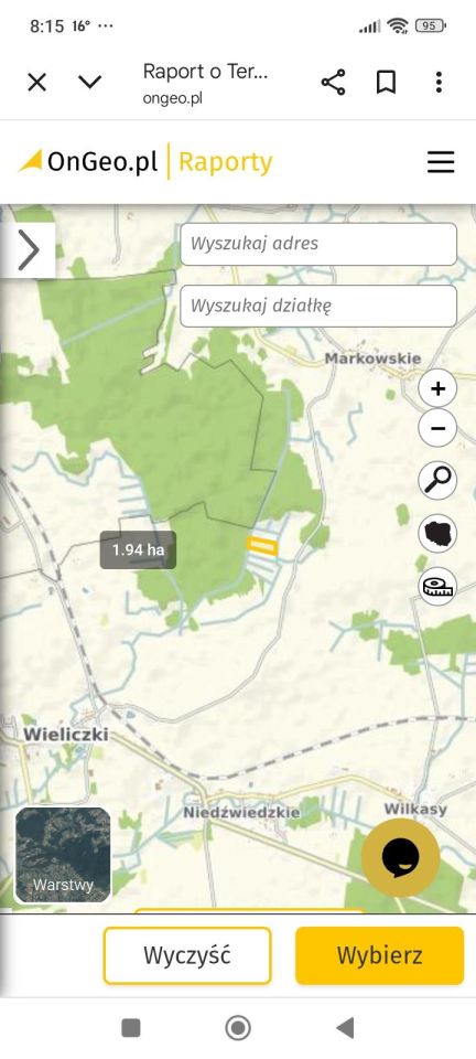 Działka rolna Niedźwiedzkie