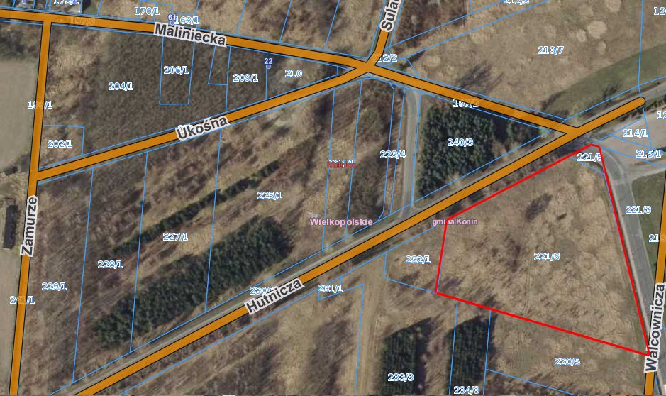 Działka inwestycyjna Konin Maliniec, ul. Hutnicza