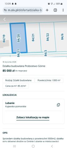 Działka budowlana Probostwo Górne. Zdjęcie 1