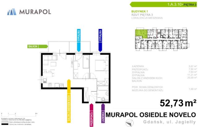 Mieszkanie 3-pokojowe Gdańsk Łostowice, ul. Władysława Jagiełły. Zdjęcie 10