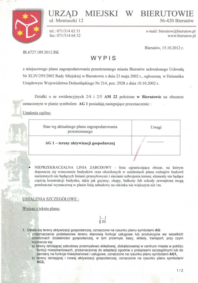 Działka inwestycyjna Bierutów. Zdjęcie 2