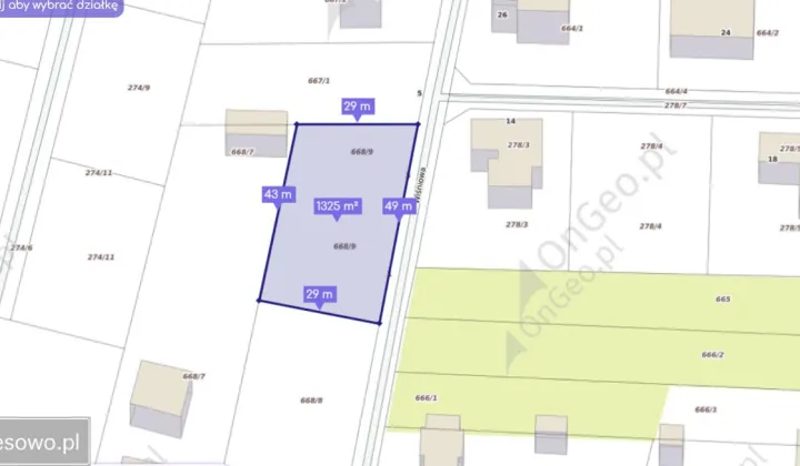 Działka budowlana Pęgów, ul. Wiśniowa