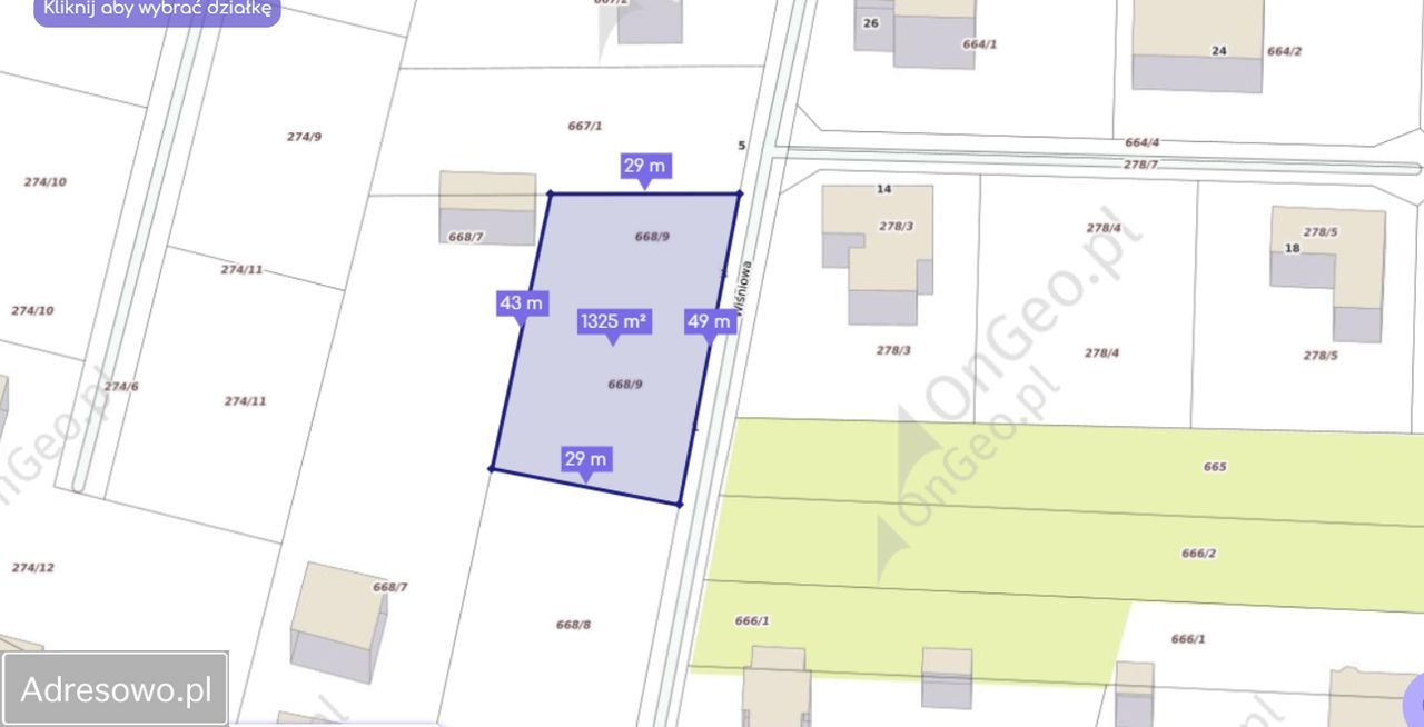 Działka budowlana Pęgów, ul. Wiśniowa. Zdjęcie 1