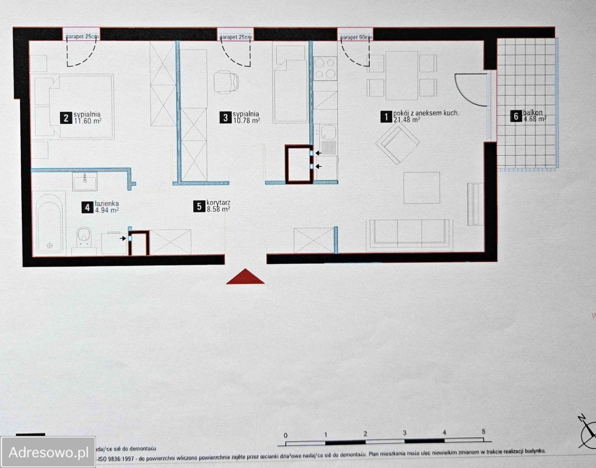 Mieszkanie 3-pokojowe Gdańsk Jasień, ul. Alfonsa Flisykowskiego. Zdjęcie 8