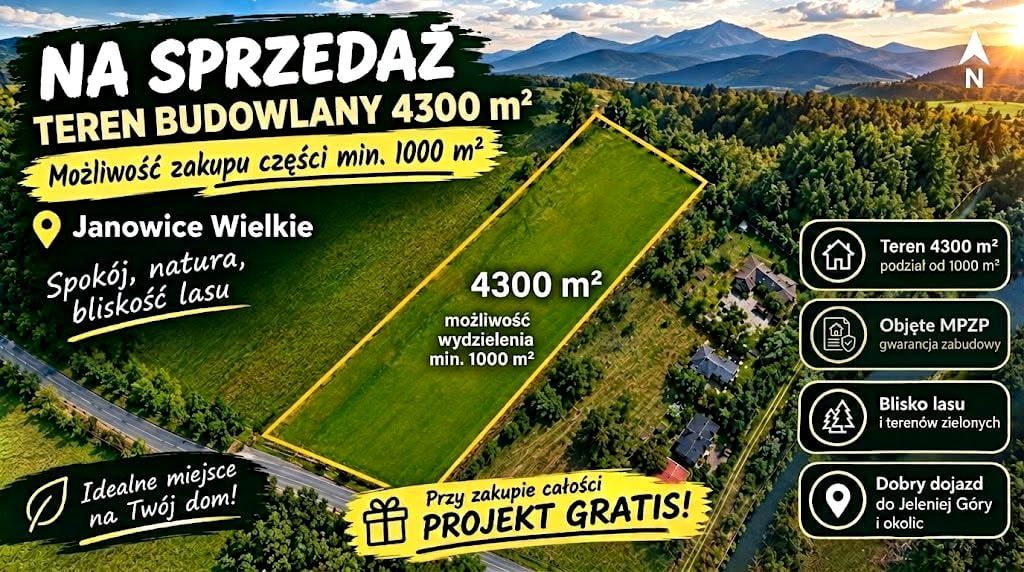 Działka budowlana Janowice Wielkie, ul. Polna. Zdjęcie 6