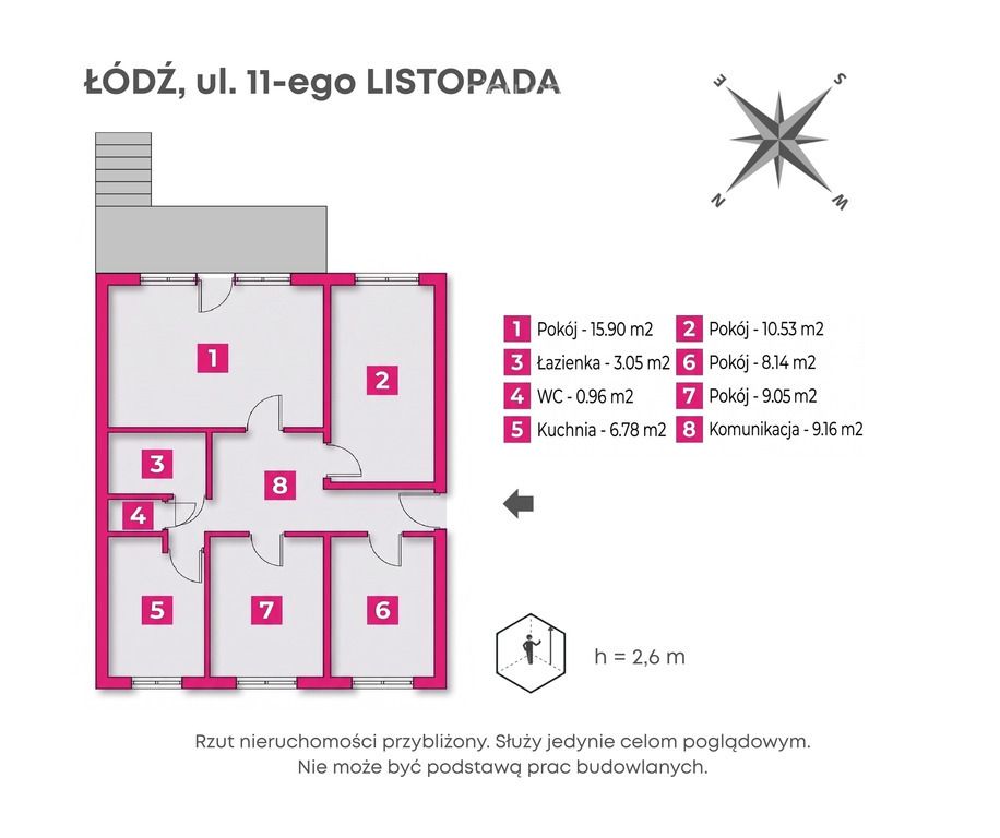 Mieszkanie 4-pokojowe Łódź Radogoszcz, ul. 11 Listopada. Zdjęcie 5