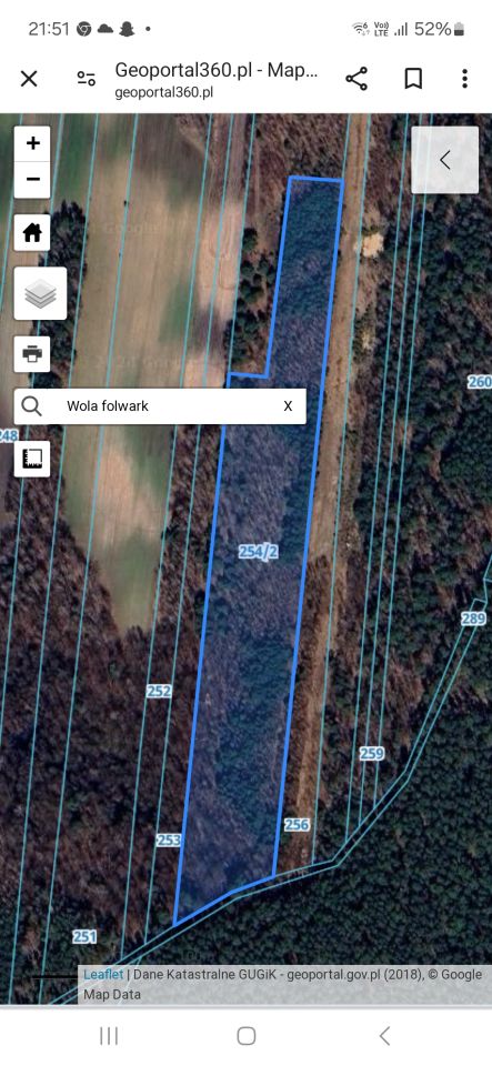 Działka leśna Wola-Folwark
