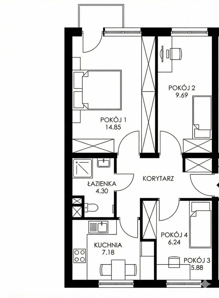 Mieszkanie 3-pokojowe Toruń Jakubskie Przedmieście, ul. Łąkowa. Zdjęcie 8
