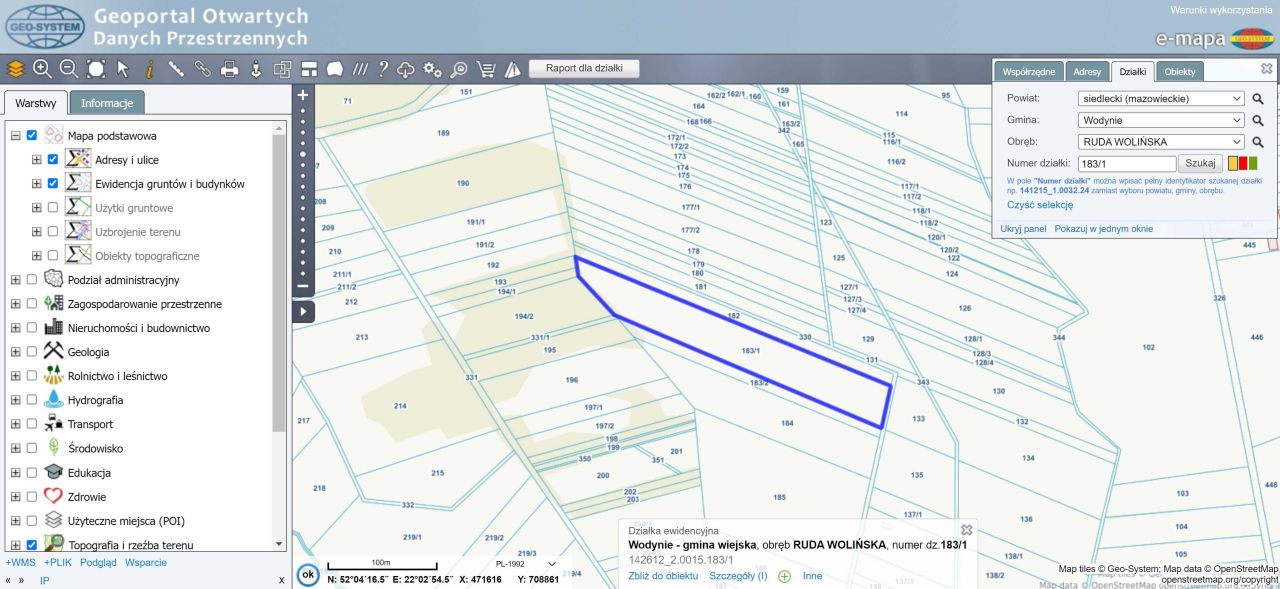 Działka leśna Ruda Wolińska