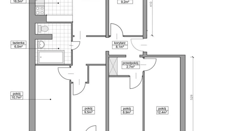 Mieszkanie 5-pokojowe Wrocław Fabryczna, ul. Bystrzycka