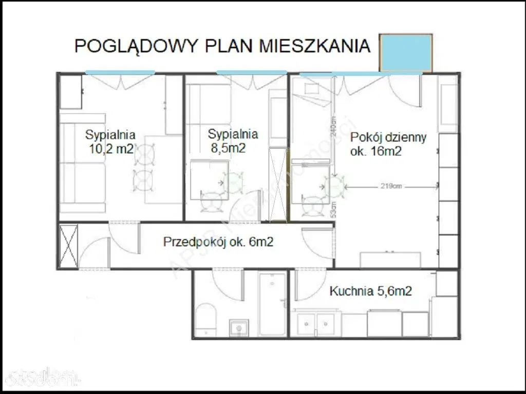 Mieszkanie 3-pokojowe Warszawa Bielany, ul. Przy Agorze