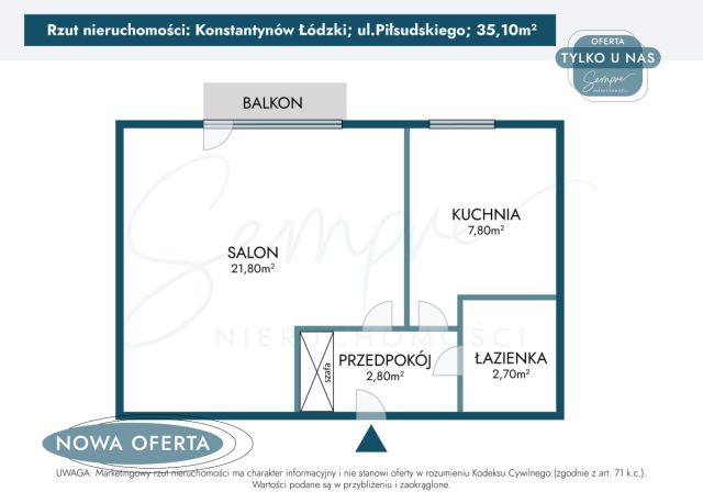 Mieszkanie 1-pokojowe Konstantynów Łódzki, ul. marsz. Józefa Piłsudskiego. Zdjęcie 18