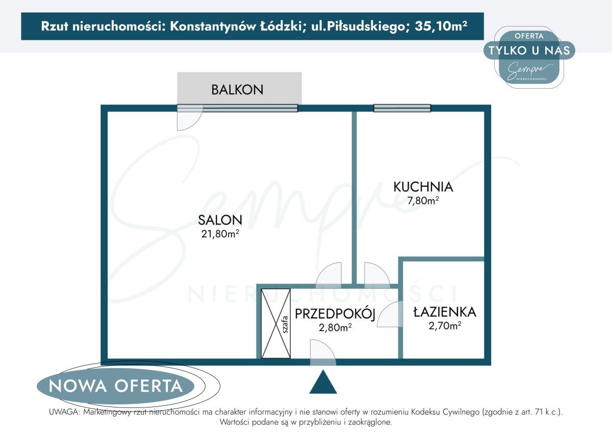 Mieszkanie 1-pokojowe Konstantynów Łódzki, ul. marsz. Józefa Piłsudskiego. Zdjęcie 18