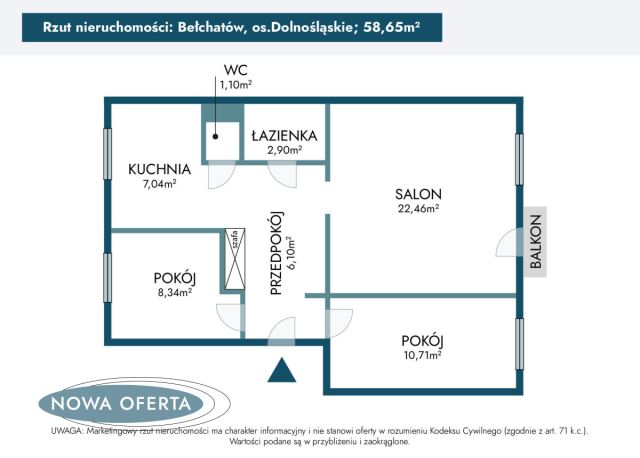 Mieszkanie 3-pokojowe Bełchatów, os. Dolnośląskie. Zdjęcie 13