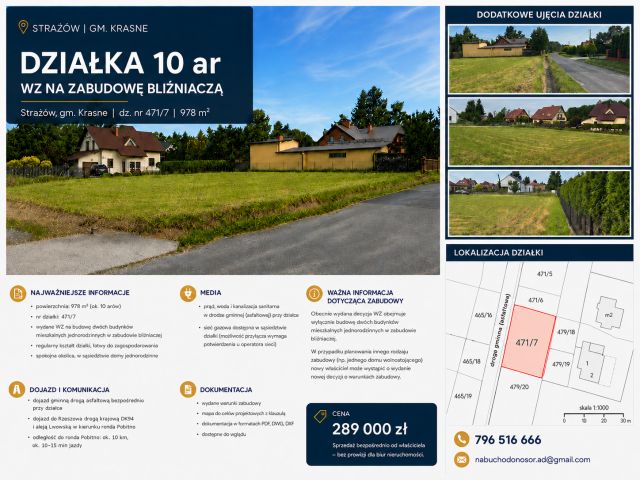 Działka budowlana Strażów. Zdjęcie 1
