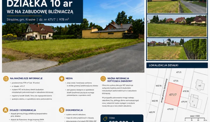 Działka budowlana Strażów