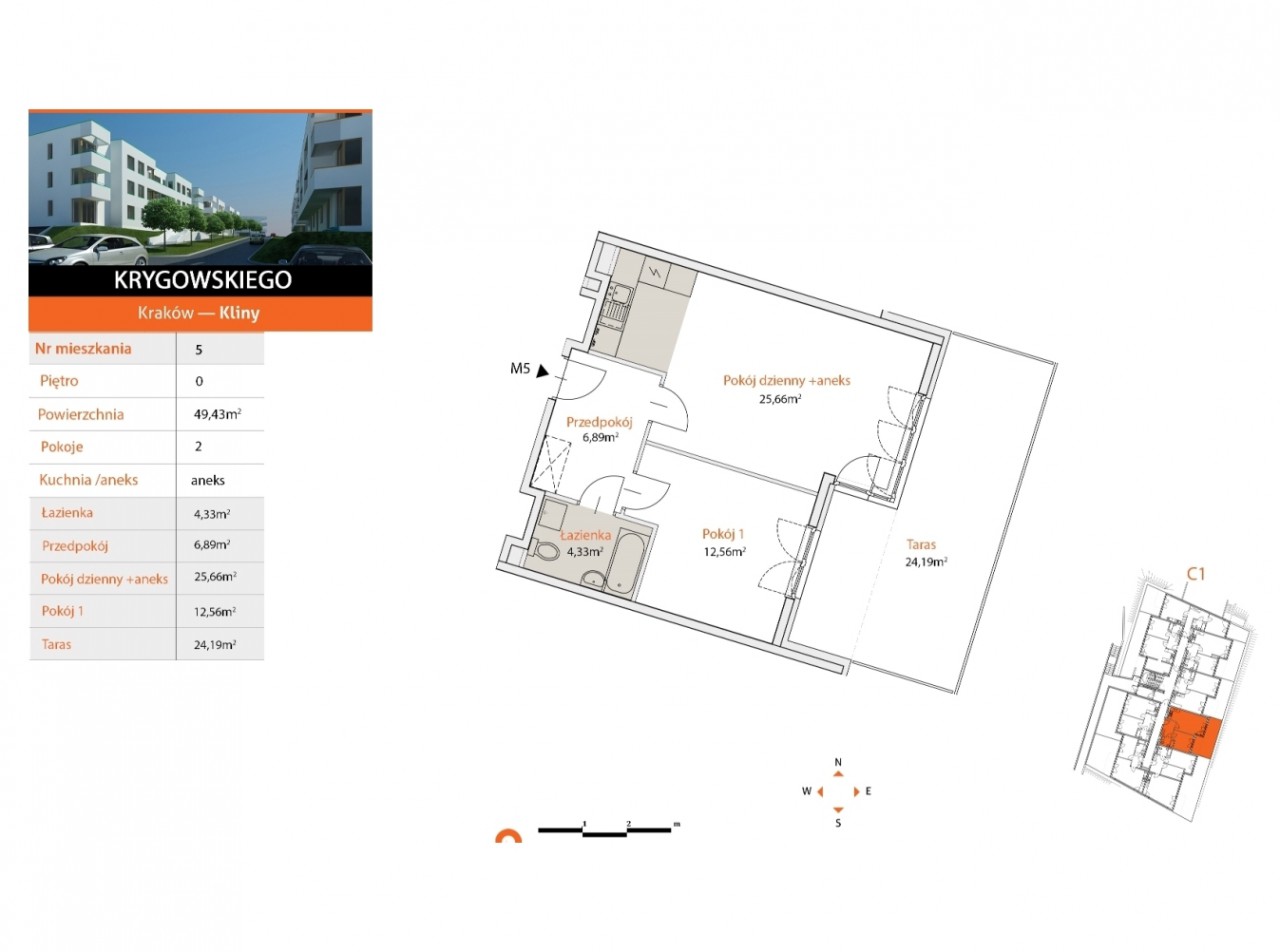 Mieszkanie 2-pokojowe Kraków Podgórze, ul. Władysława Krygowskiego. Zdjęcie 2