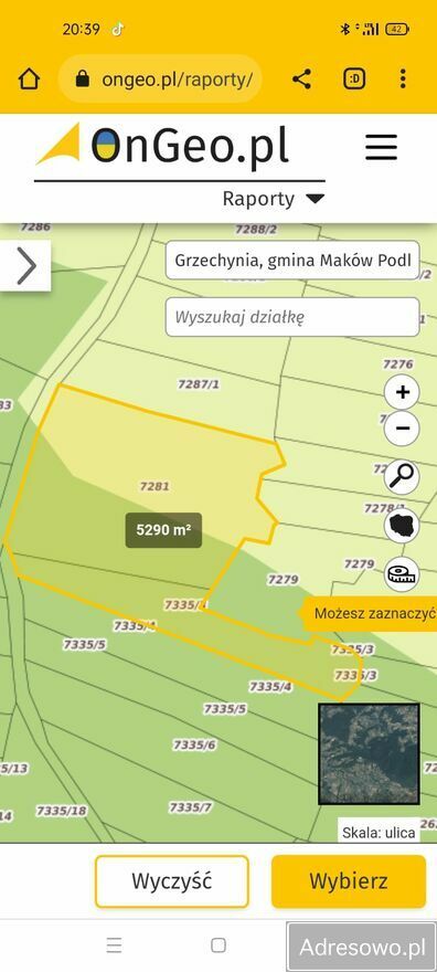 Działka rolna Grzechynia