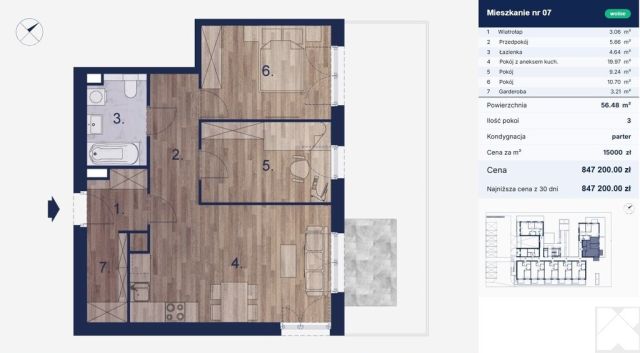 Mieszkanie 3-pokojowe Kraków, ul. Łużycka. Zdjęcie 7