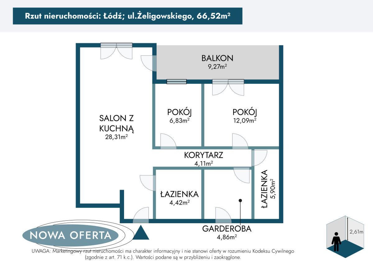 Mieszkanie 3-pokojowe Łódź Stare Polesie, ul. gen. Lucjana Żeligowskiego. Zdjęcie 40