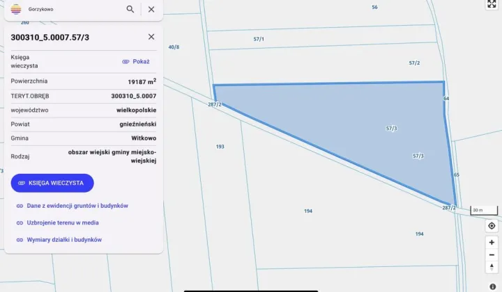 Działka rolna Gorzykowo