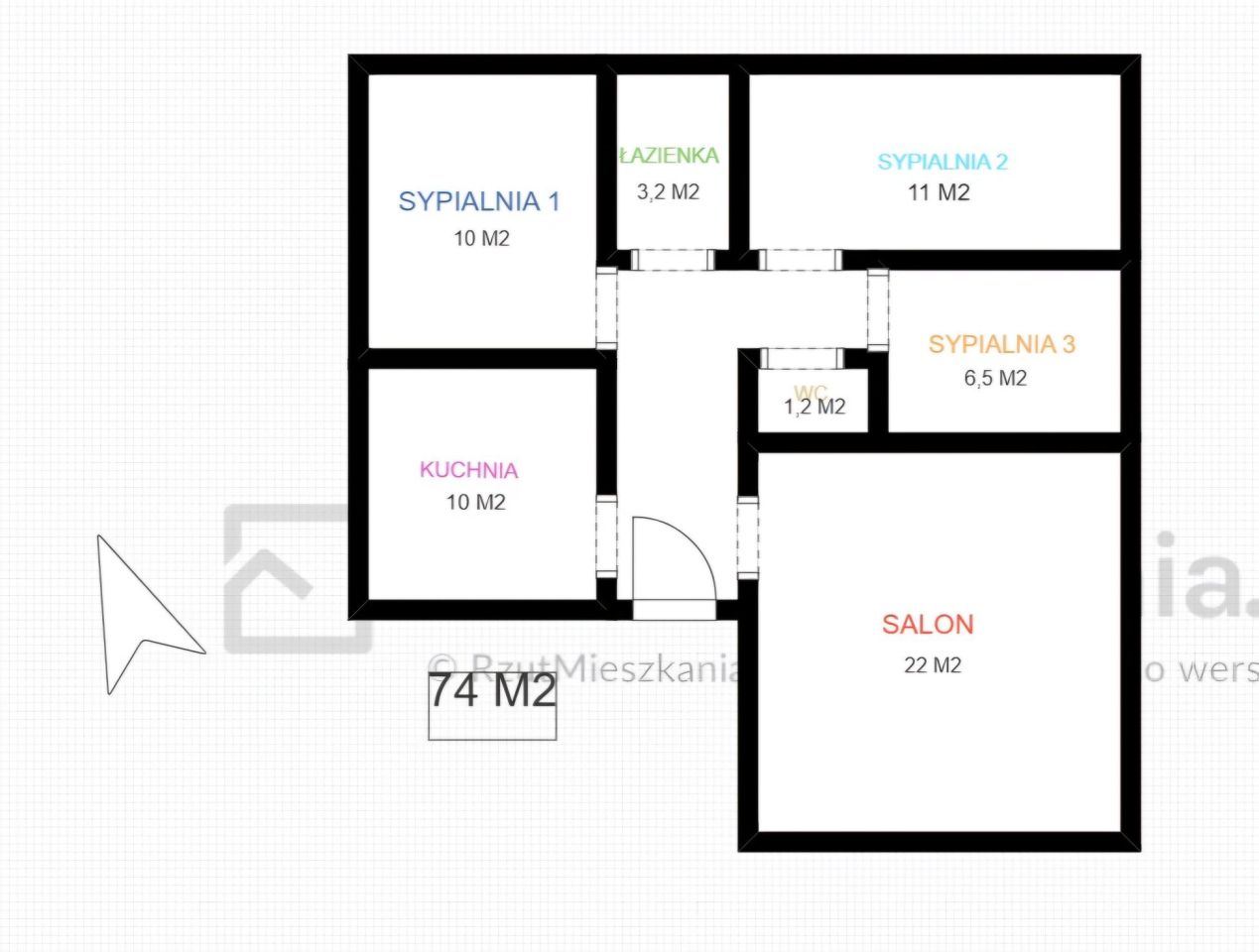 Mieszkanie 3-pokojowe Zduńska Wola, ul. Południowa. Zdjęcie 3
