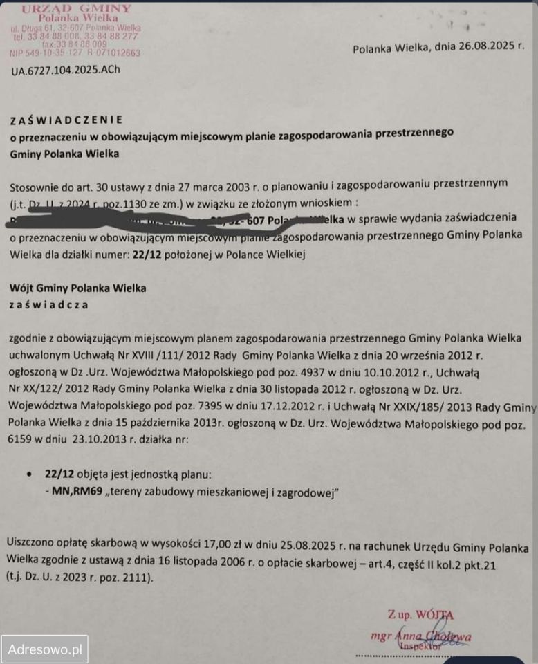 Działka rolno-budowlana Polanka Wielka. Zdjęcie 3