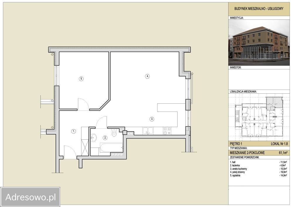 Mieszkanie 2-pokojowe Żyrardów Centrum, al. Aleje Partyzantów. Zdjęcie 5