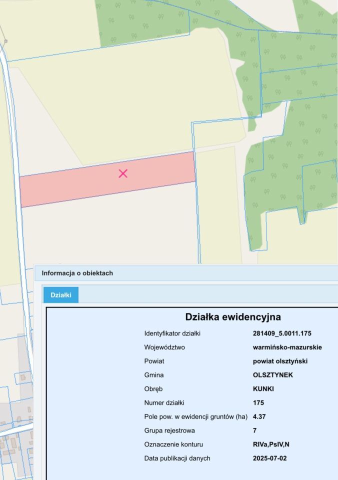 Działka rolna Kunki