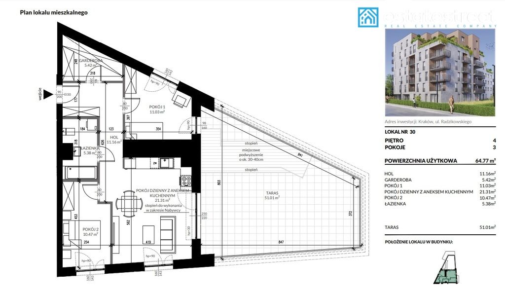 Mieszkanie 3-pokojowe Kraków Krowodrza, ul. Eljasza Walerego Radzikowskiego. Zdjęcie 3