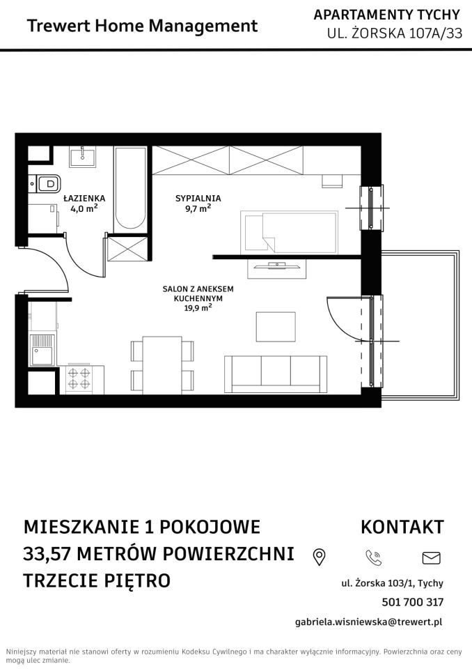 Mieszkanie 2-pokojowe Tychy Żwaków, ul. Żorska. Zdjęcie 6